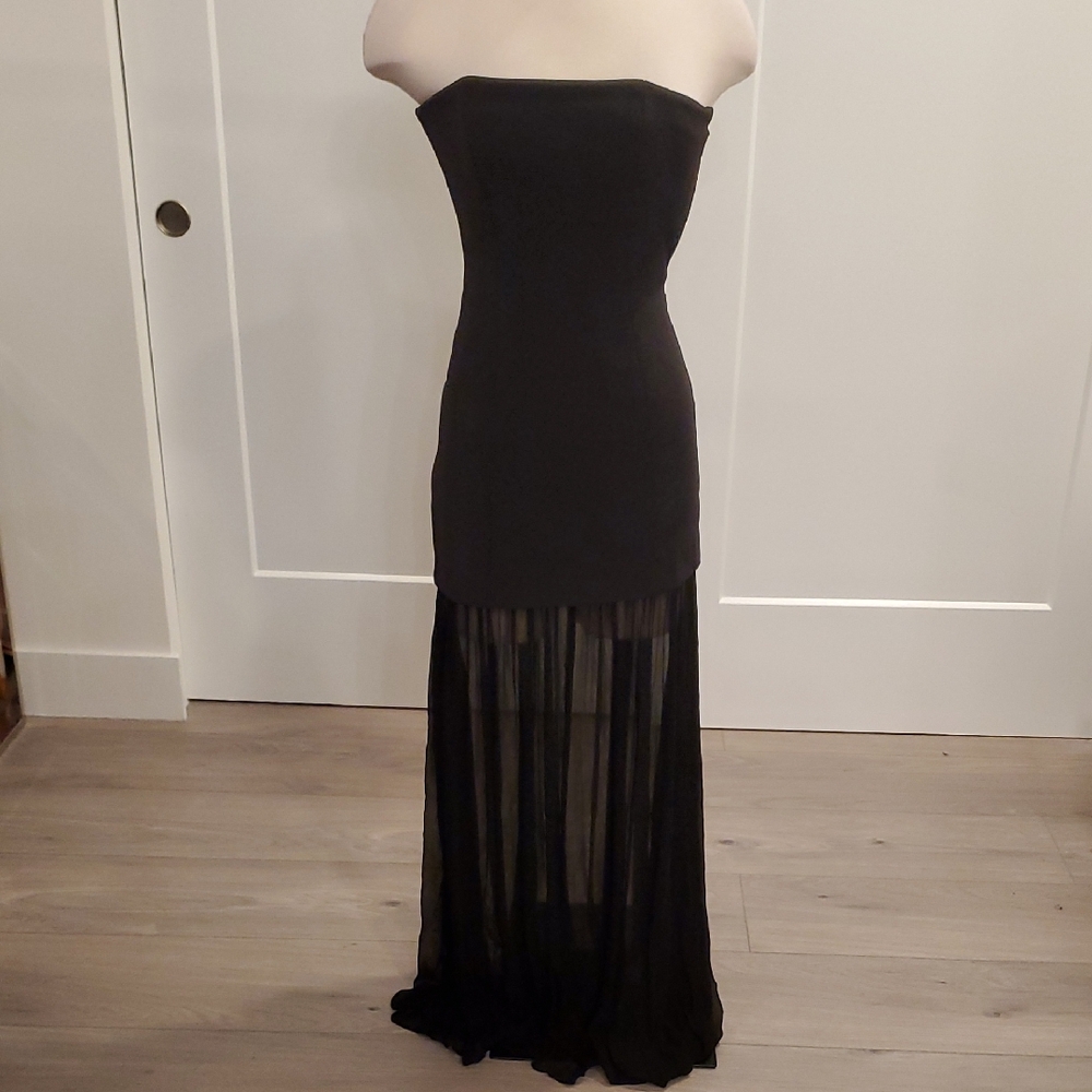 L'Academie gorgeous Black Strapless maxi Dress Size XS & L new with tags - Picture 4 of 11